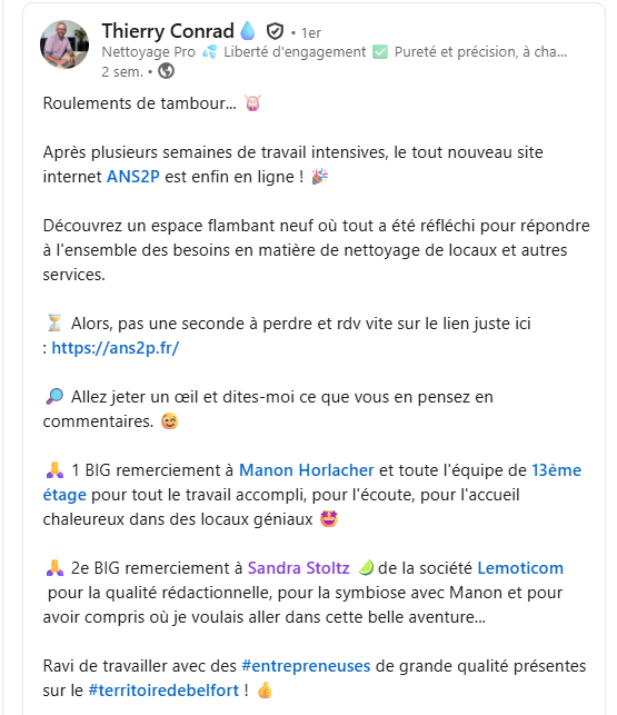 témoignage client sur la quelité de mes rédactions pour son site web
