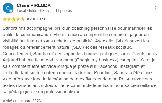 Avis coach en communication digitale - secteur santé