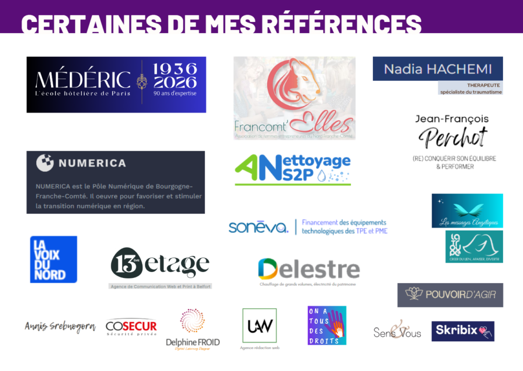Logos des Références clients de Sandra Stoltz consultante en communication digitale