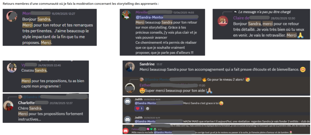 remerciements - mentorat storytelling